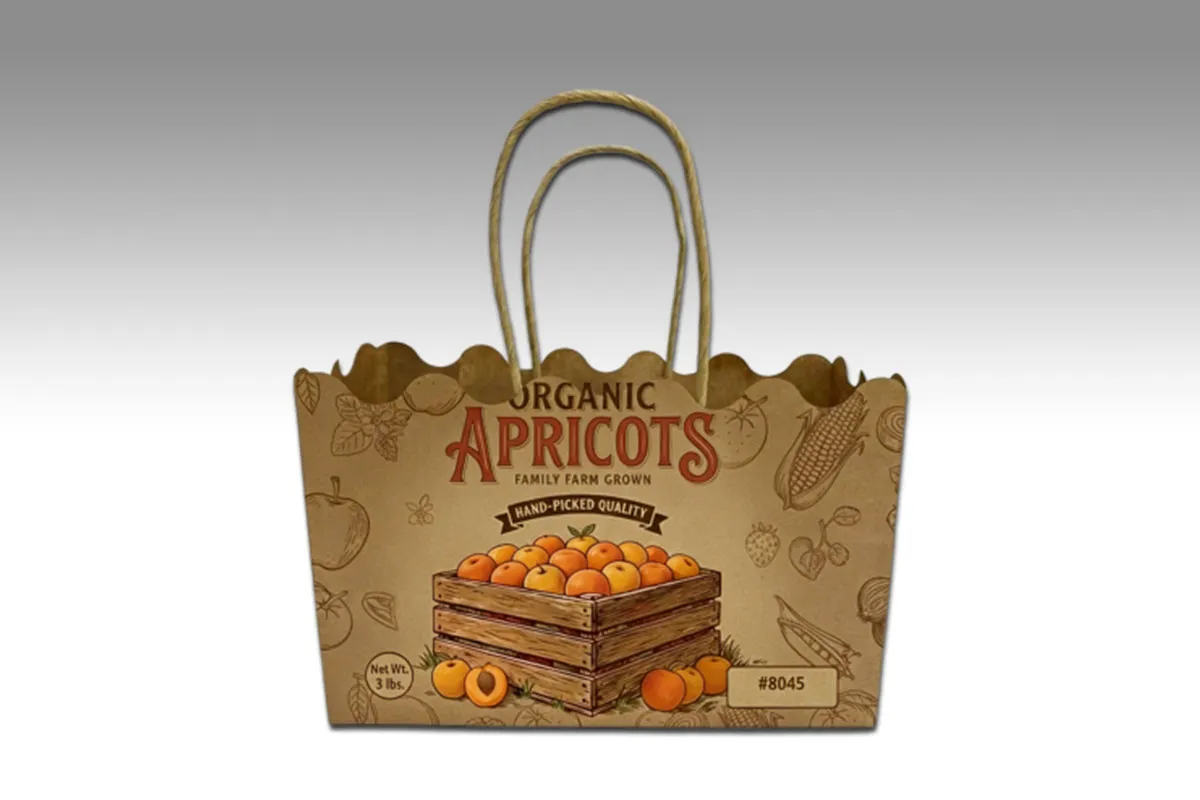 Paper Tote Bag for Apricot-Wave Shape Open