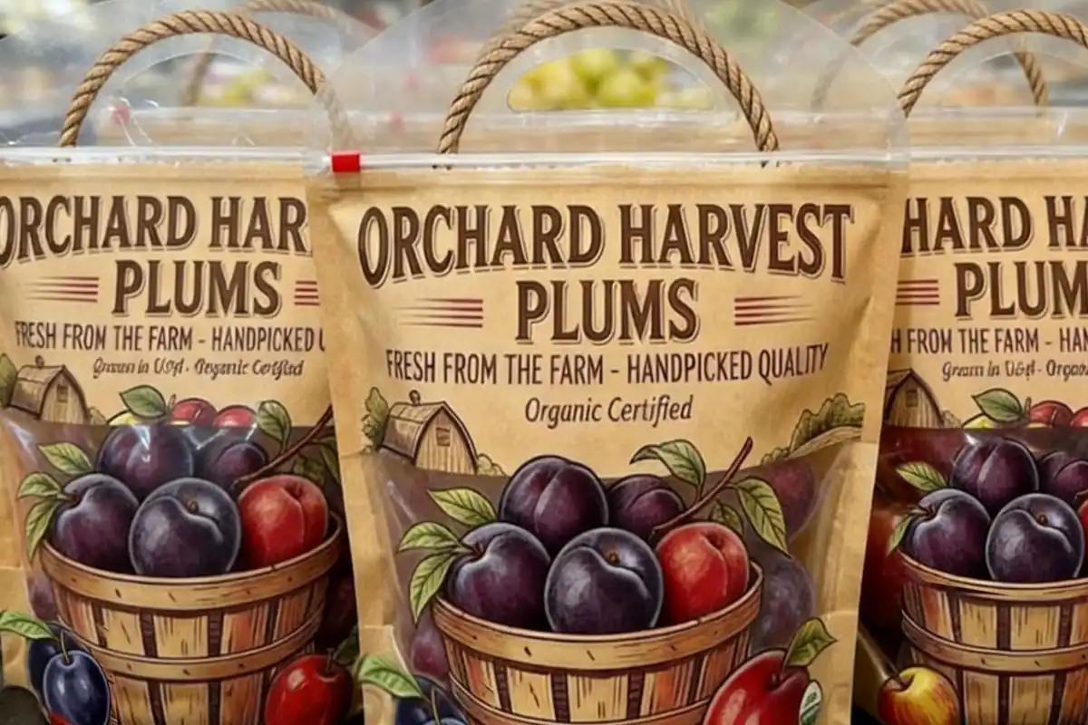 Square Shape Bag with Plums