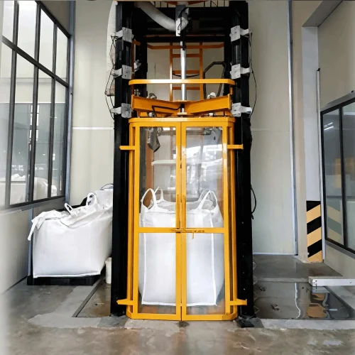 FIBC bulk bag undergoing load-bearing strength test